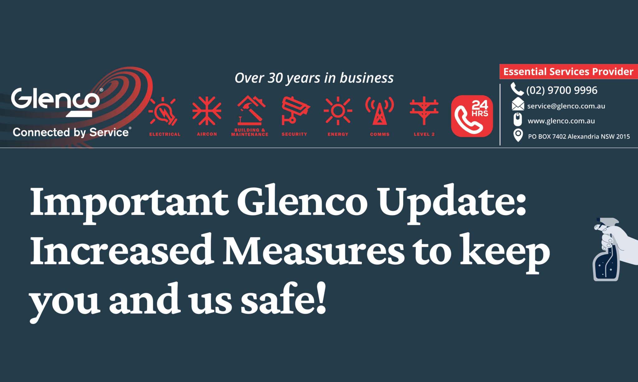 Important Glenco Update: Increased Measures to keep you and us safe!